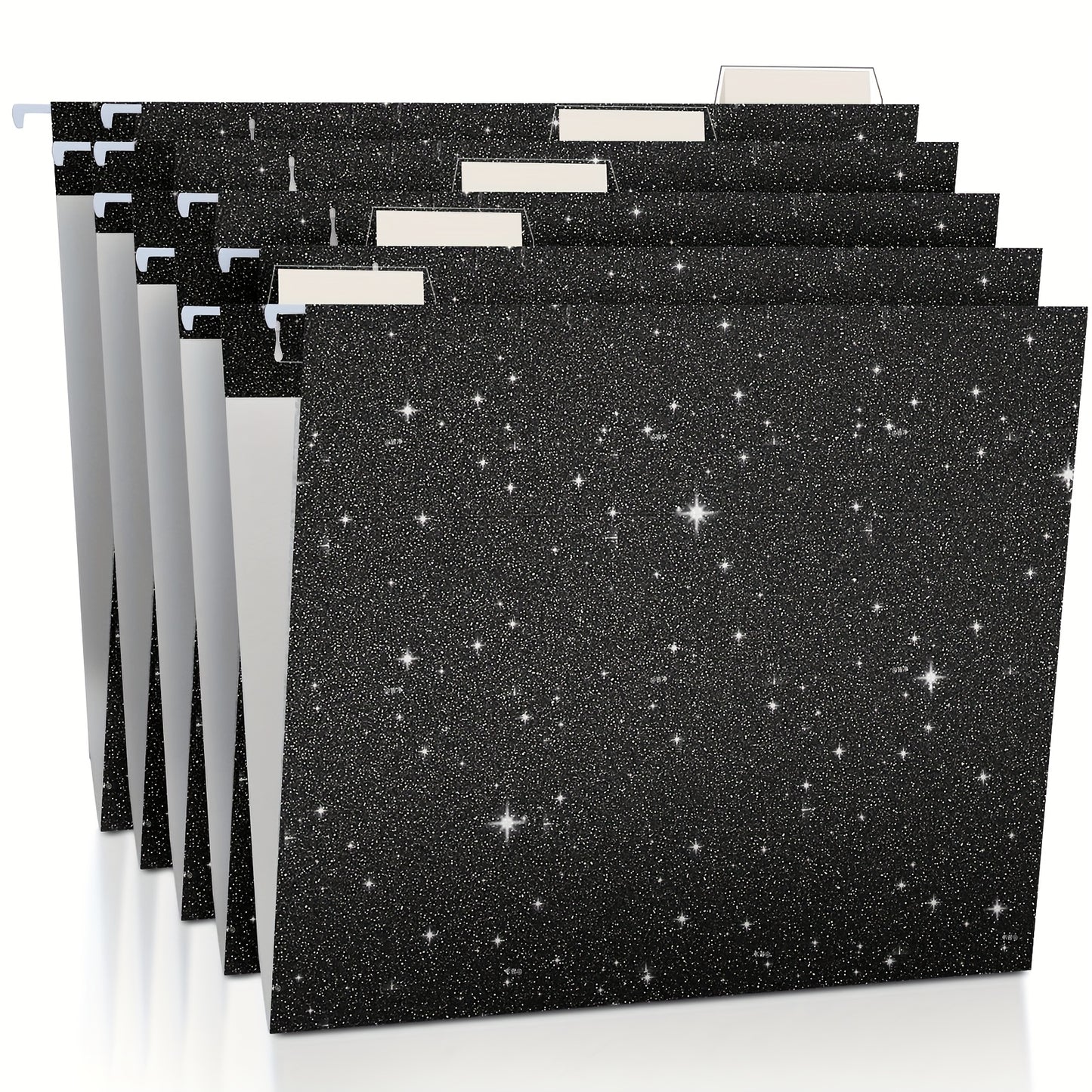25pk Glittery Hanging File Folders w/ 1/5 Cut Adjustable Tab And 25 Plastic Tabs - 12 X 9.25in. -- 2 Colors
