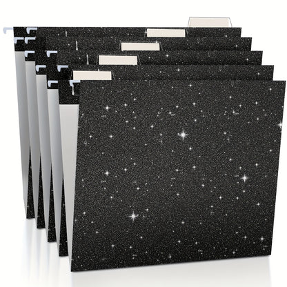 25pk Glittery Hanging File Folders w/ 1/5 Cut Adjustable Tab And 25 Plastic Tabs - 12 X 9.25in. -- 2 Colors