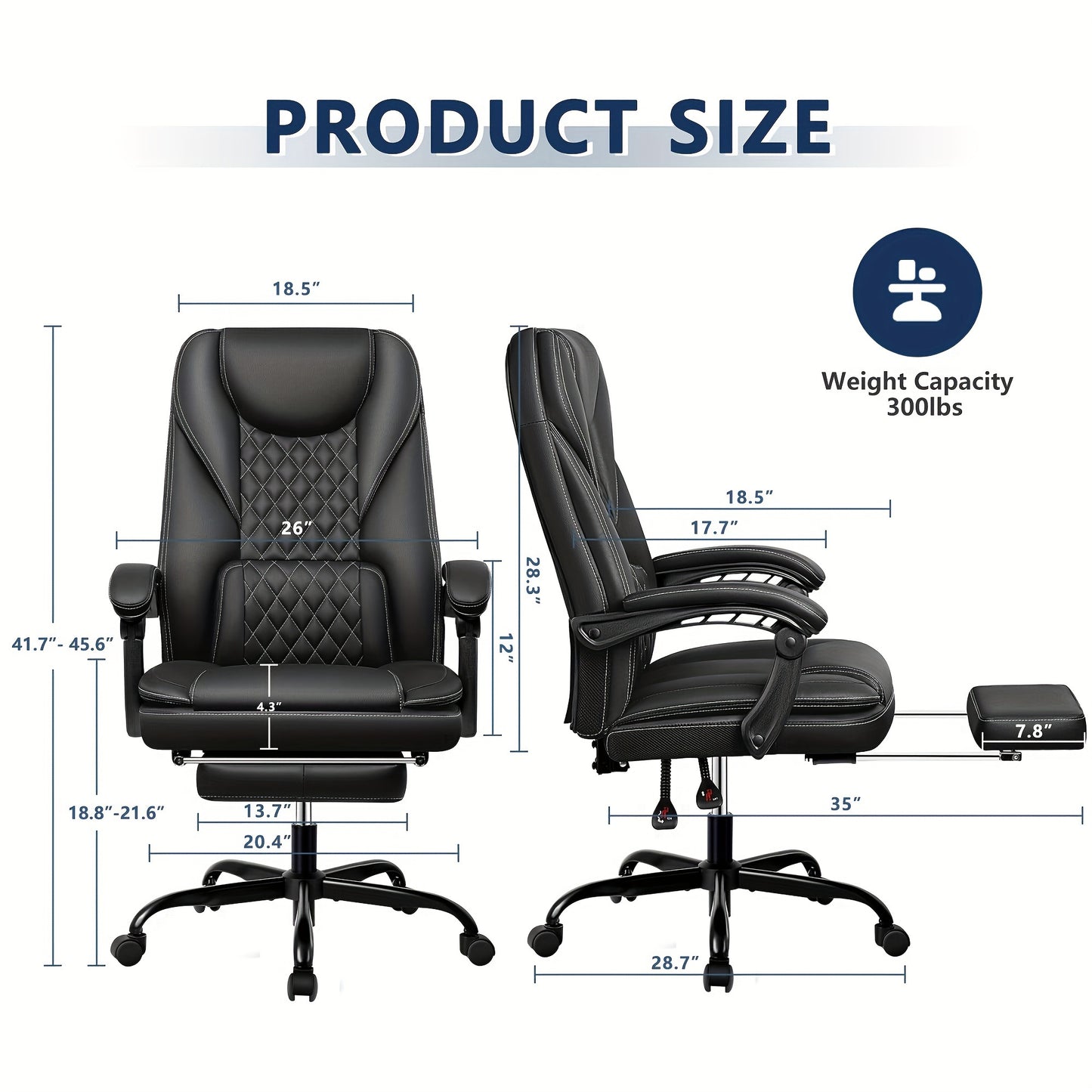 Silla ergonómica ejecutiva de oficina - 2 opciones de color