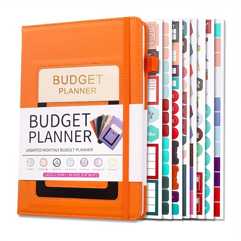 PU Leather Budget Planner Notebook w/ Expense Tracker - Two Years Duration To Track Debts, Bills, & Budgets