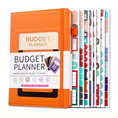 PU Leather Budget Planner Notebook w/ Expense Tracker - Two Years Duration To Track Debts, Bills, & Budgets