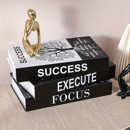 Juego de decoración de 3 piezas con estilo de libro motivacional 