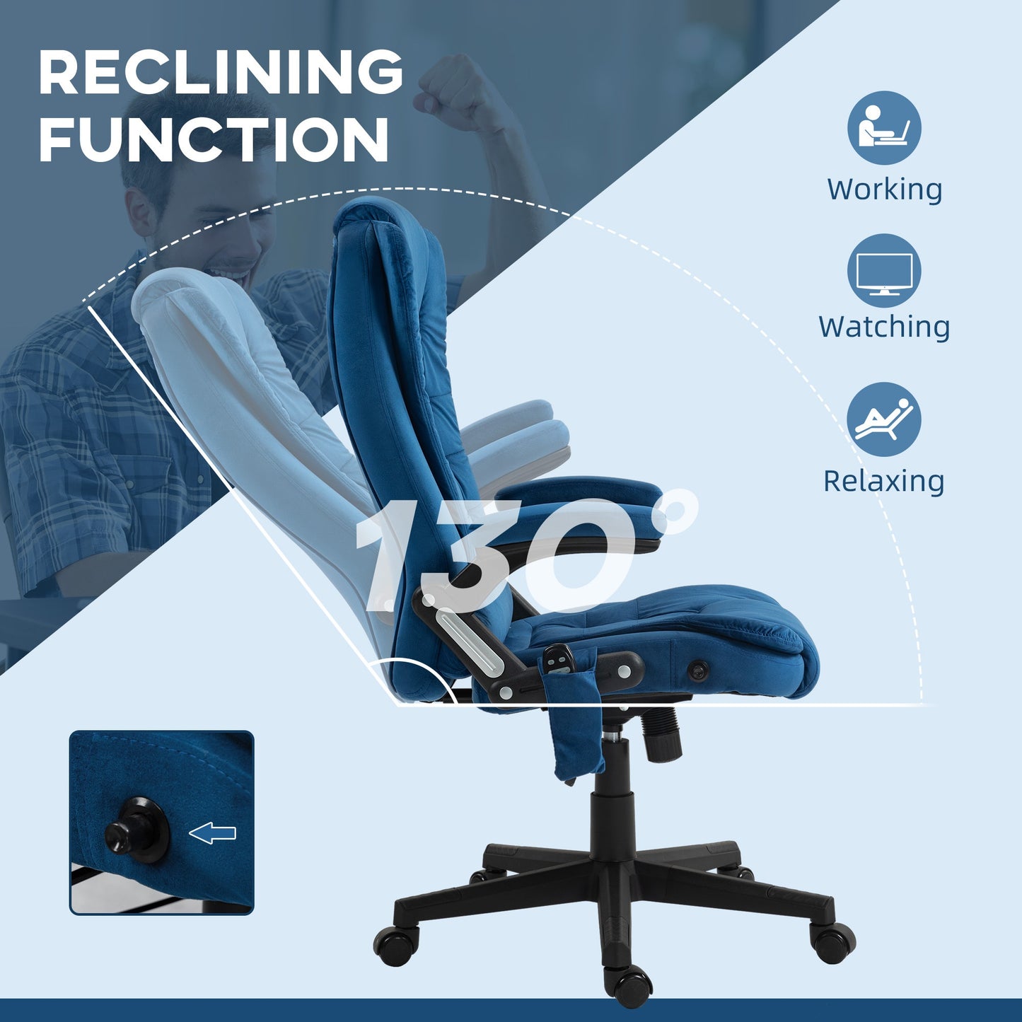 Silla de oficina ergonómica ejecutiva azul