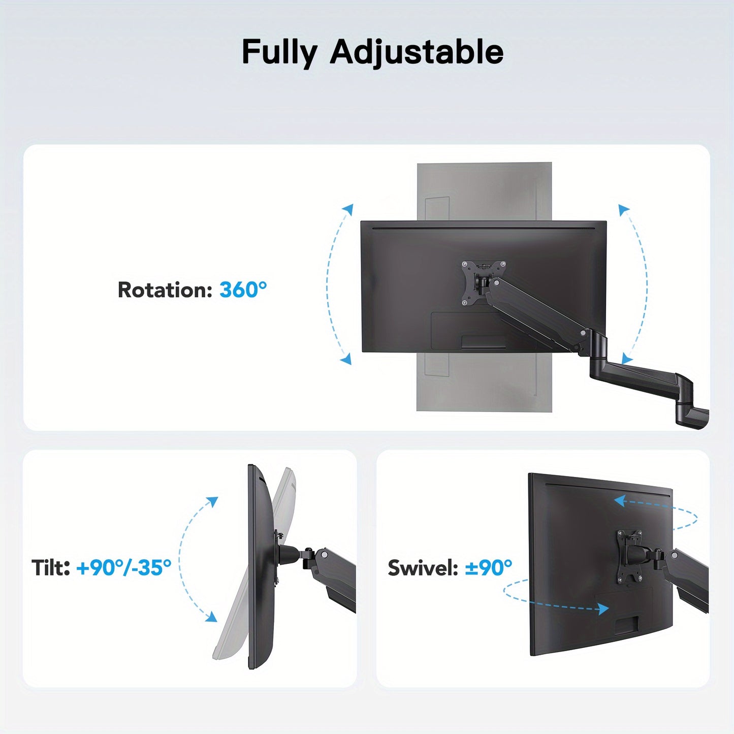 Triple Monitor Desk Mount - Holds 17in to 32in Screens