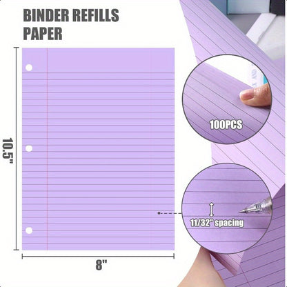 100pk Purple Wide-Ruled Lined Loose Leaf Paper