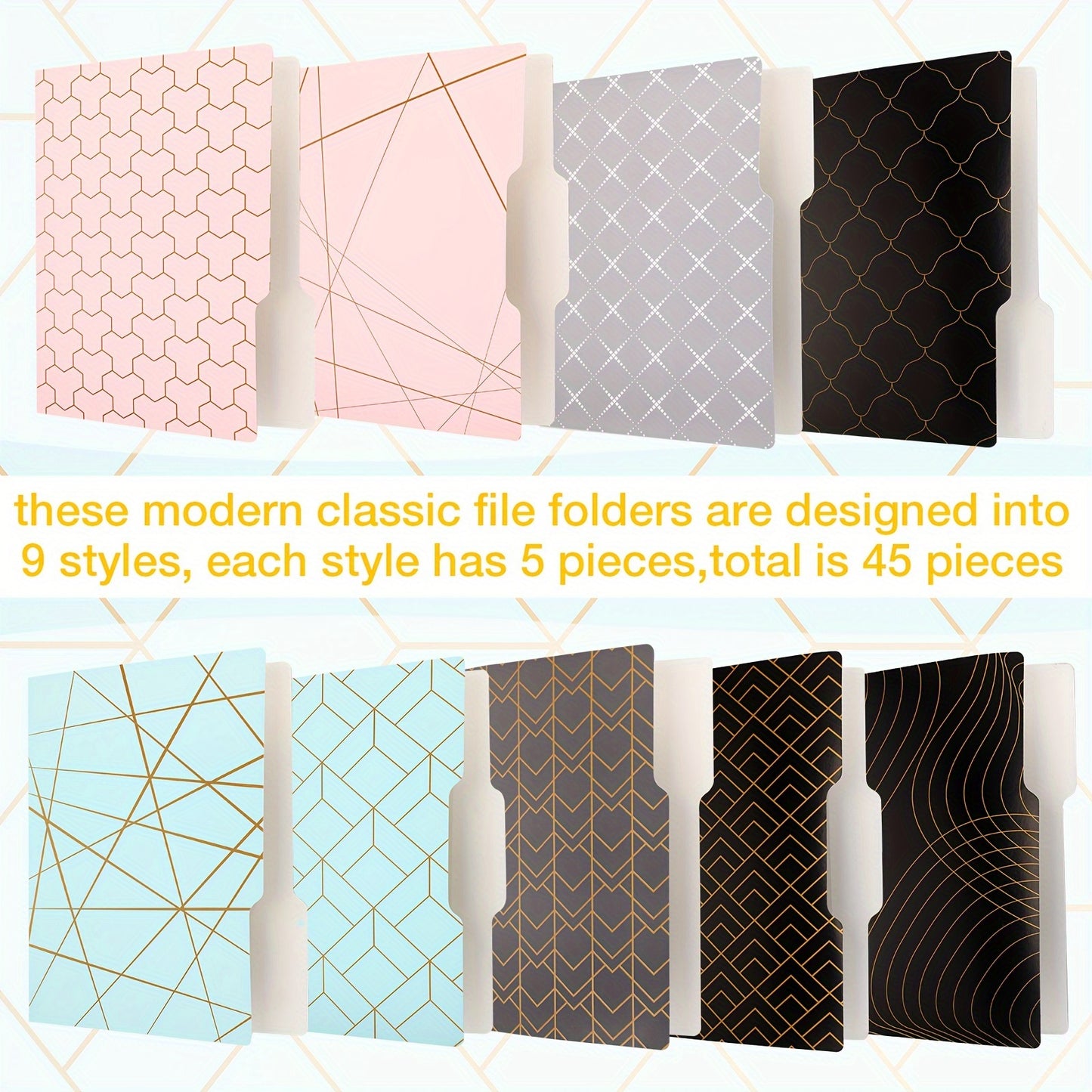 45pk Decorative Letter-Size File Folders with 1/3 Cut Tabs - 9.5 x 11.5in