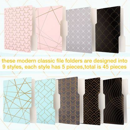 45pk Decorative Letter-Size File Folders with 1/3 Cut Tabs - 9.5 x 11.5in