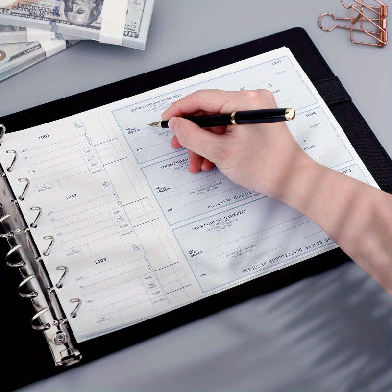 7 Ring PU Leather Business Checkbook Binder - 600 Sheets Capacity