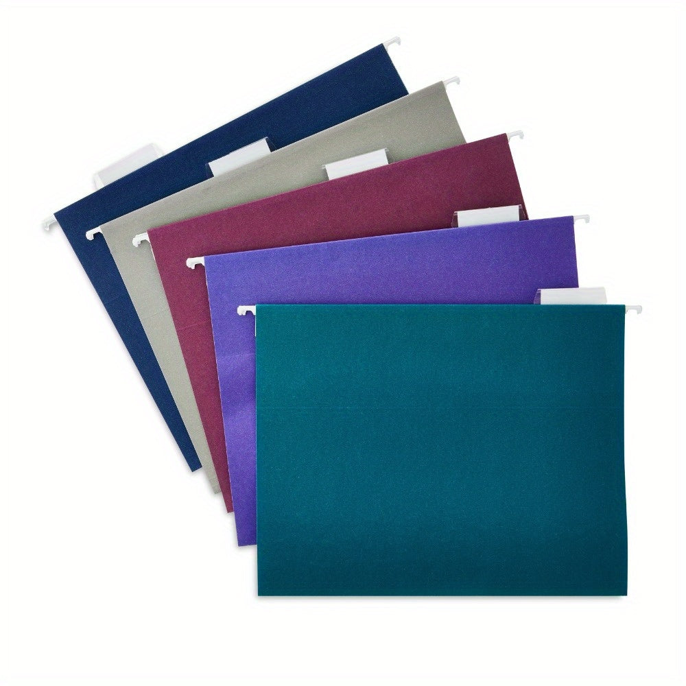 25pk Assorted Jewel Tone Letter-Size Hanging File Folders - 1/ 5 Cut Tabs and Inserts
