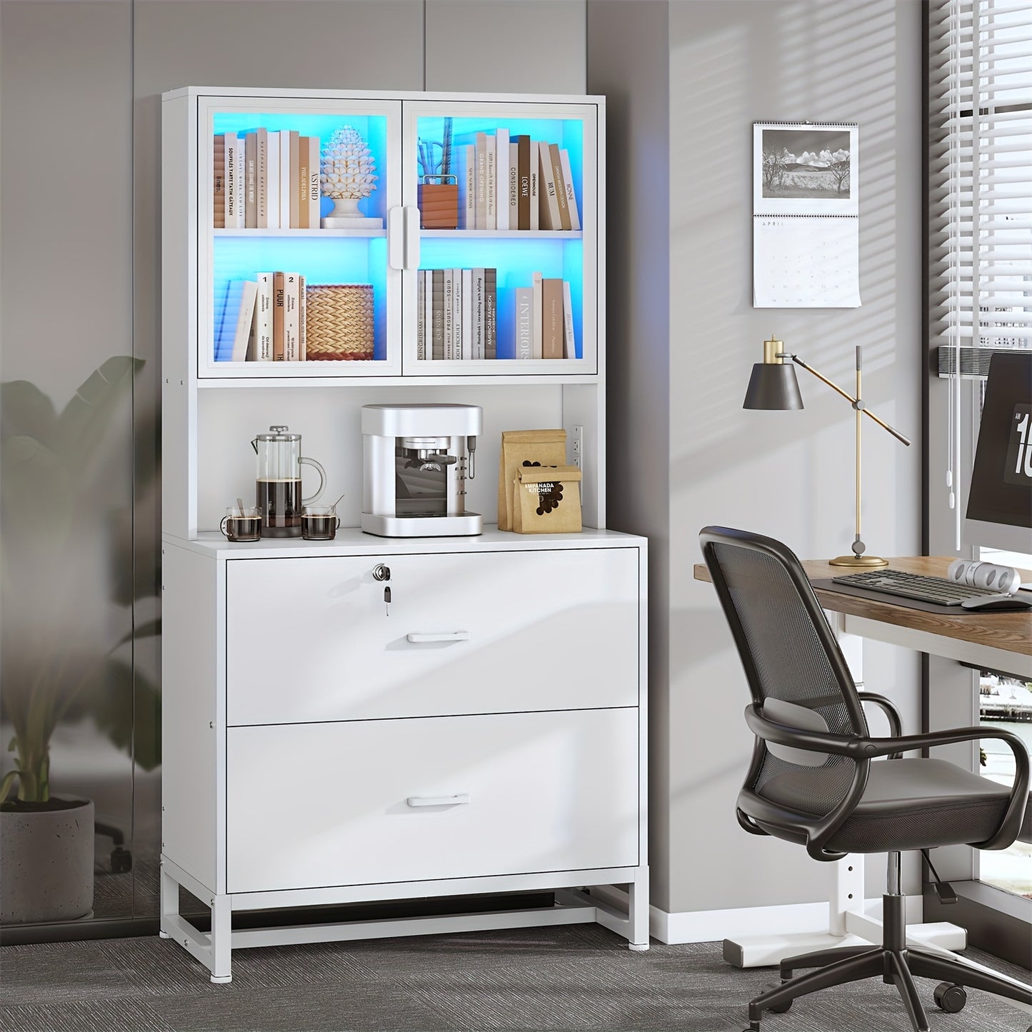 Classeur à 2 tiroirs avec serrure et station de charge