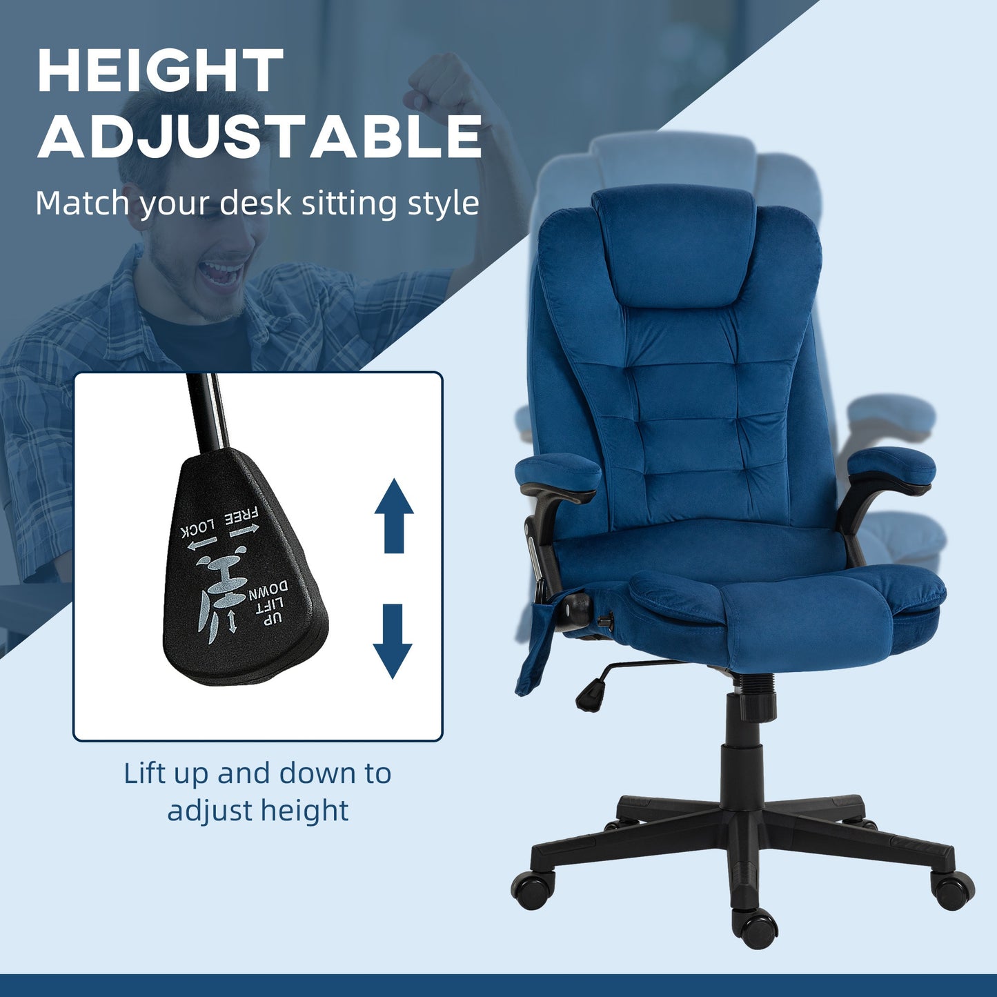 Silla de oficina ergonómica ejecutiva azul