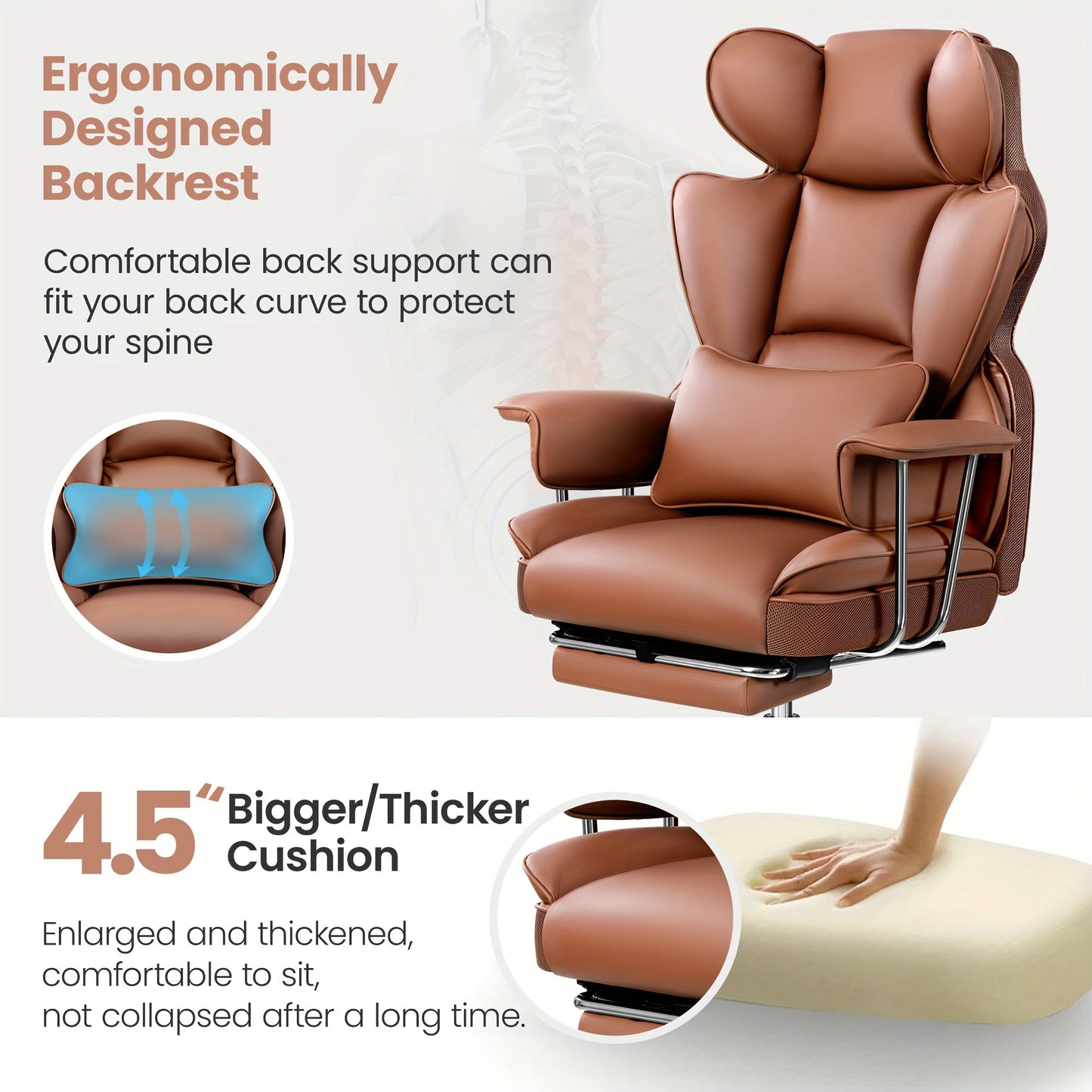 Fauteuil de direction ergonomique haut de gamme grande taille - 6 options de couleurs 