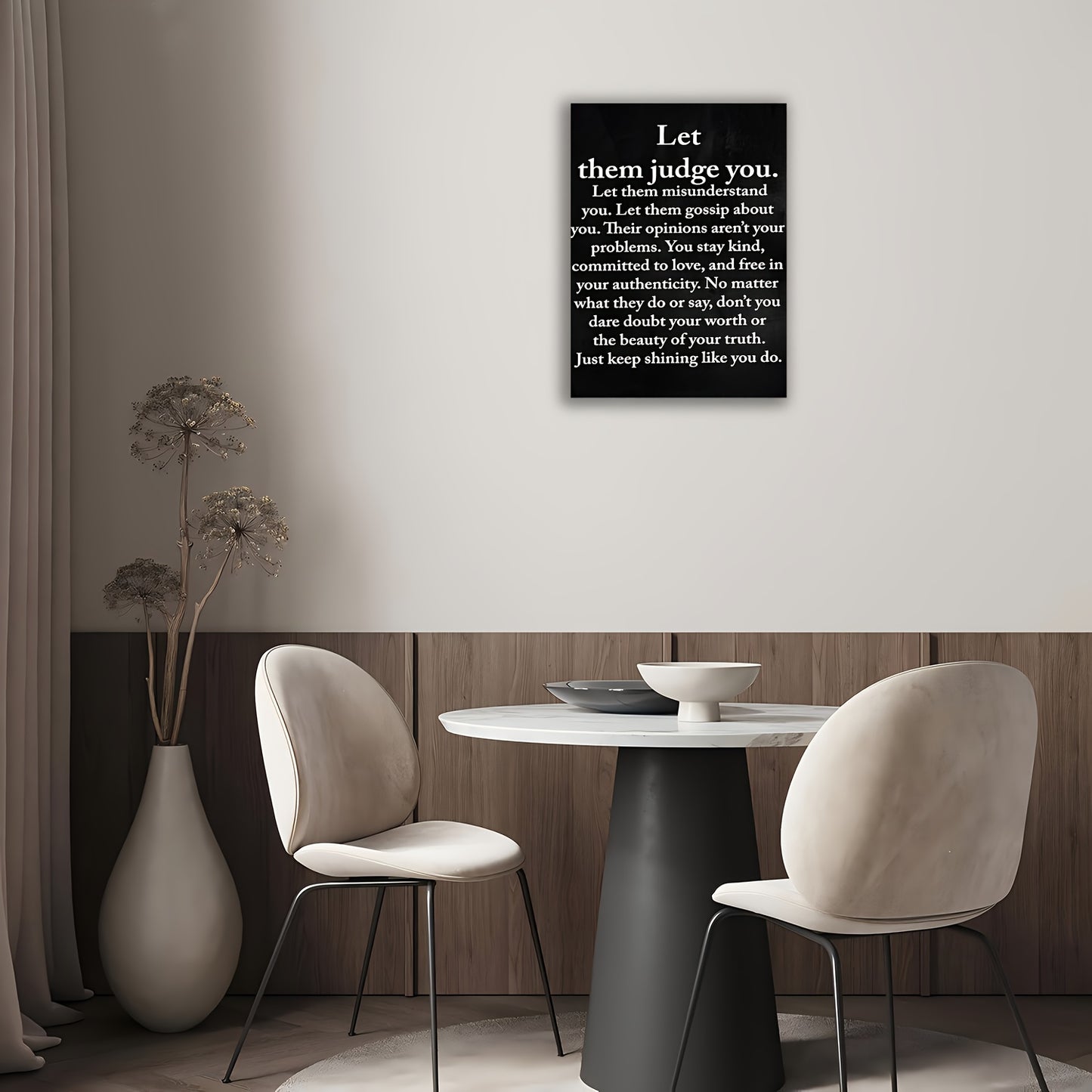 Lienzo enmarcado en madera: deja que te juzguen por tu motivación