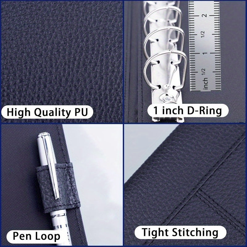 7 Ring PU Leather Business Checkbook Binder - 600 Sheets Capacity