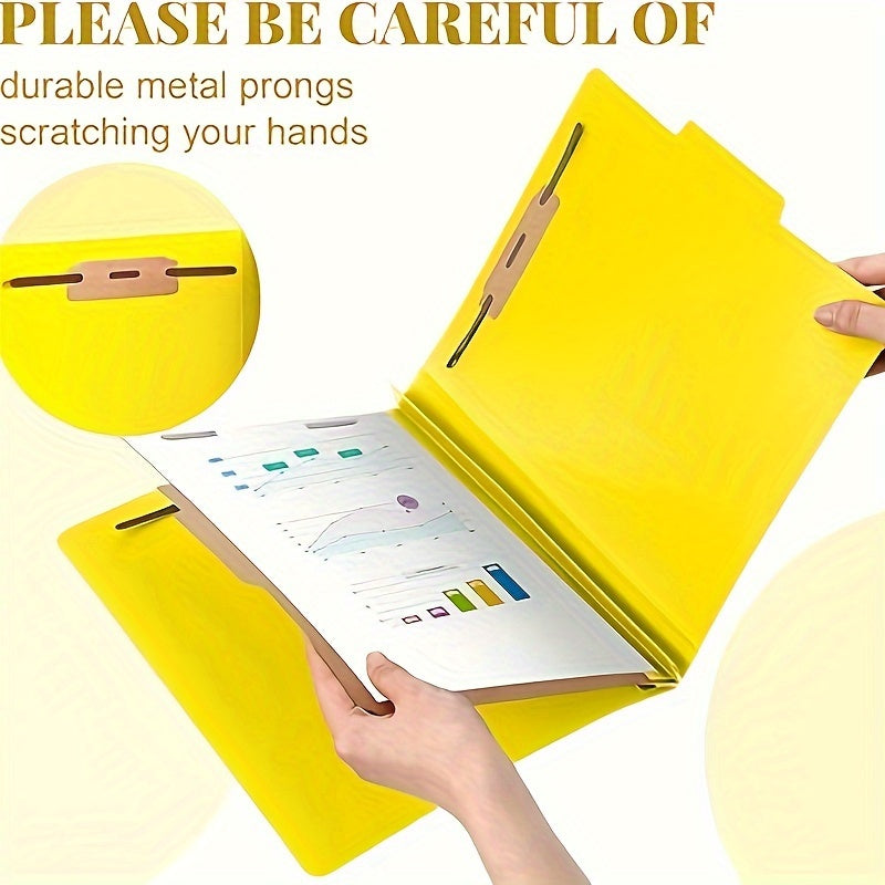 24pcs Classification Folders w/ 1 Divider, Fasteners, and Expansion - Yellow