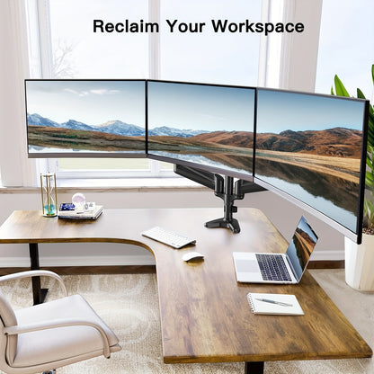 Triple Monitor Desk Mount - Holds 17in to 32in Screens