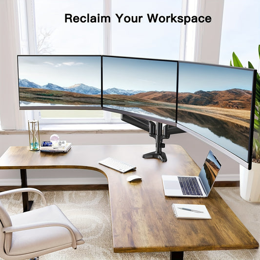 Triple Monitor Desk Mount - Holds 17in to 32in Screens