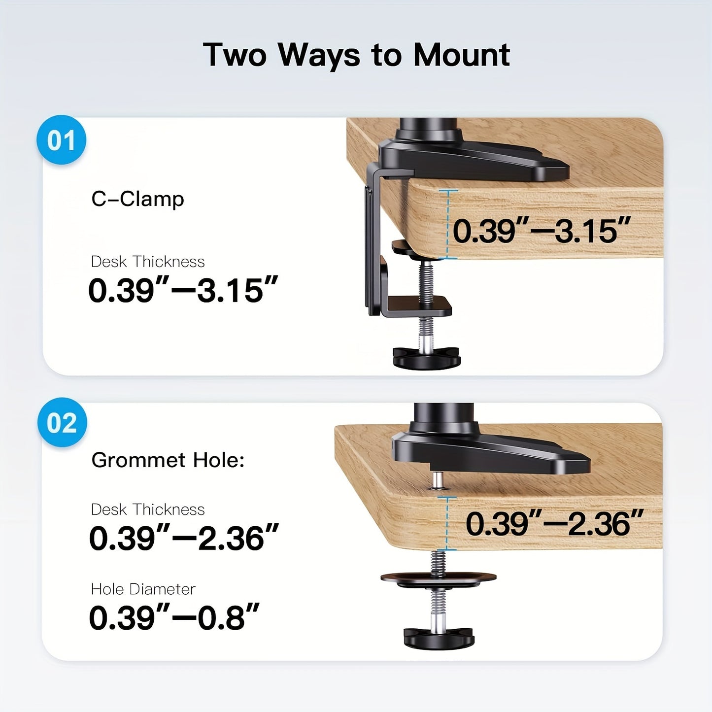 Triple Monitor Desk Mount - Holds 17in to 32in Screens