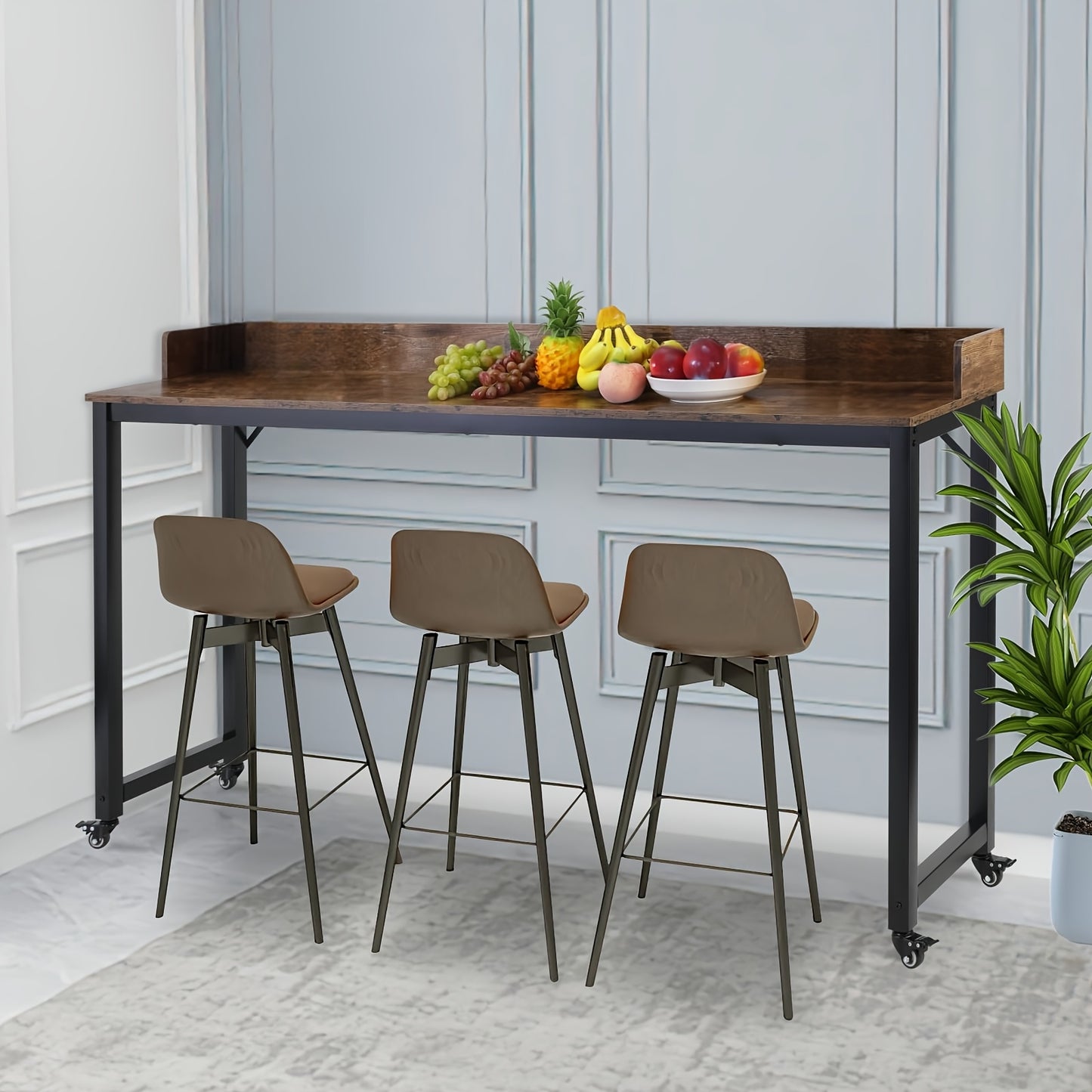 Heavy Duty Metal Overbed Table w/ 360° Wheels - Fits Over Queen Bed & Smaller