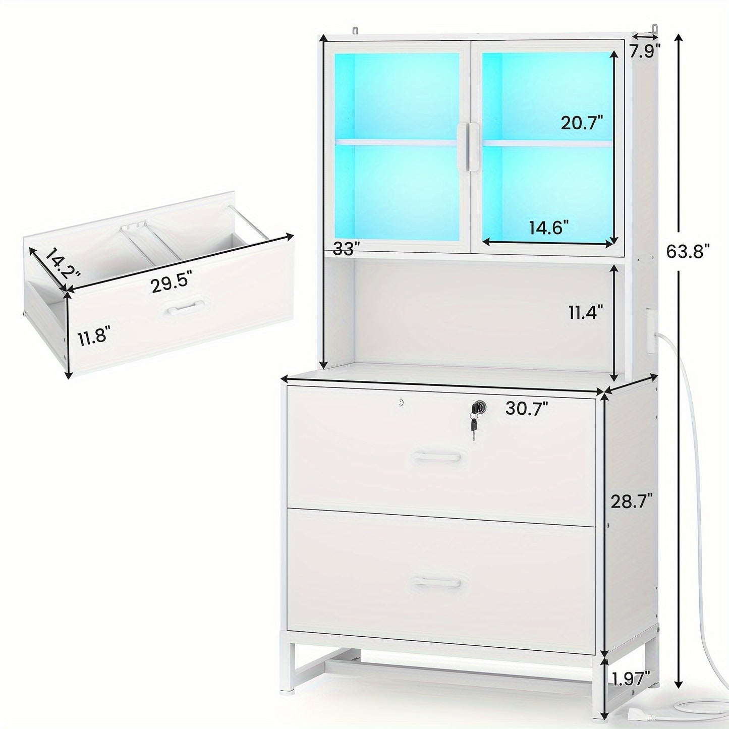 Classeur à 2 tiroirs avec serrure et station de charge