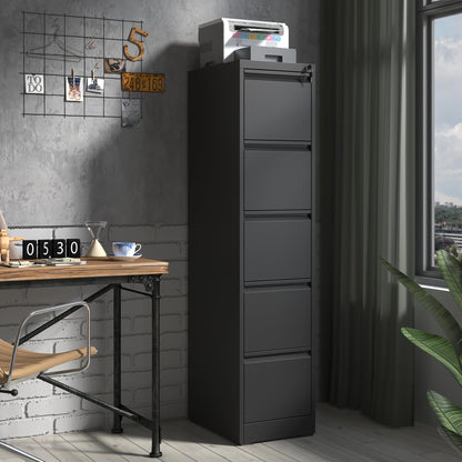 Five Drawer Metal File Cabinet w/ Lock