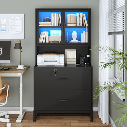 Classeur à 2 tiroirs avec serrure et station de charge