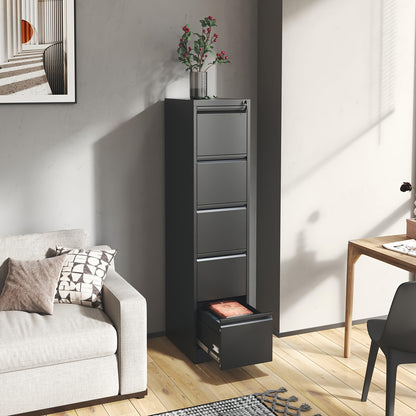 Five Drawer Metal File Cabinet w/ Lock