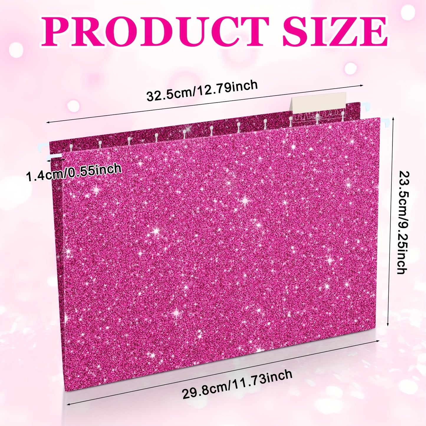25pk Glittery Hanging File Folders w/ 1/5 Cut Adjustable Tab And 25 Plastic Tabs - 12 X 9.25in. -- 2 Colors