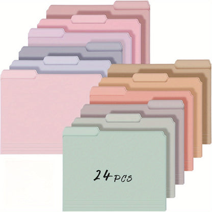24pcs Colorful Letter-Size Folders w/ 1/3 Cut Labels - 9.49 x 11.61in