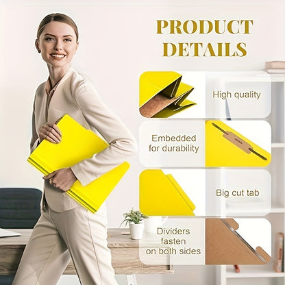 24pcs Classification Folders w/ 1 Divider, Fasteners, and Expansion - Yellow