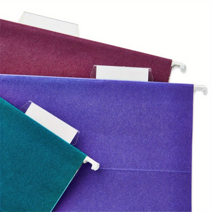 25pk Assorted Jewel Tone Letter-Size Hanging File Folders - 1/ 5 Cut Tabs and Inserts