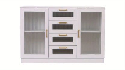 Vitrina de vidrio blanco de 48" con almacenamiento