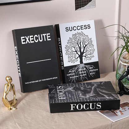 Juego de decoración de 3 piezas con estilo de libro motivacional 