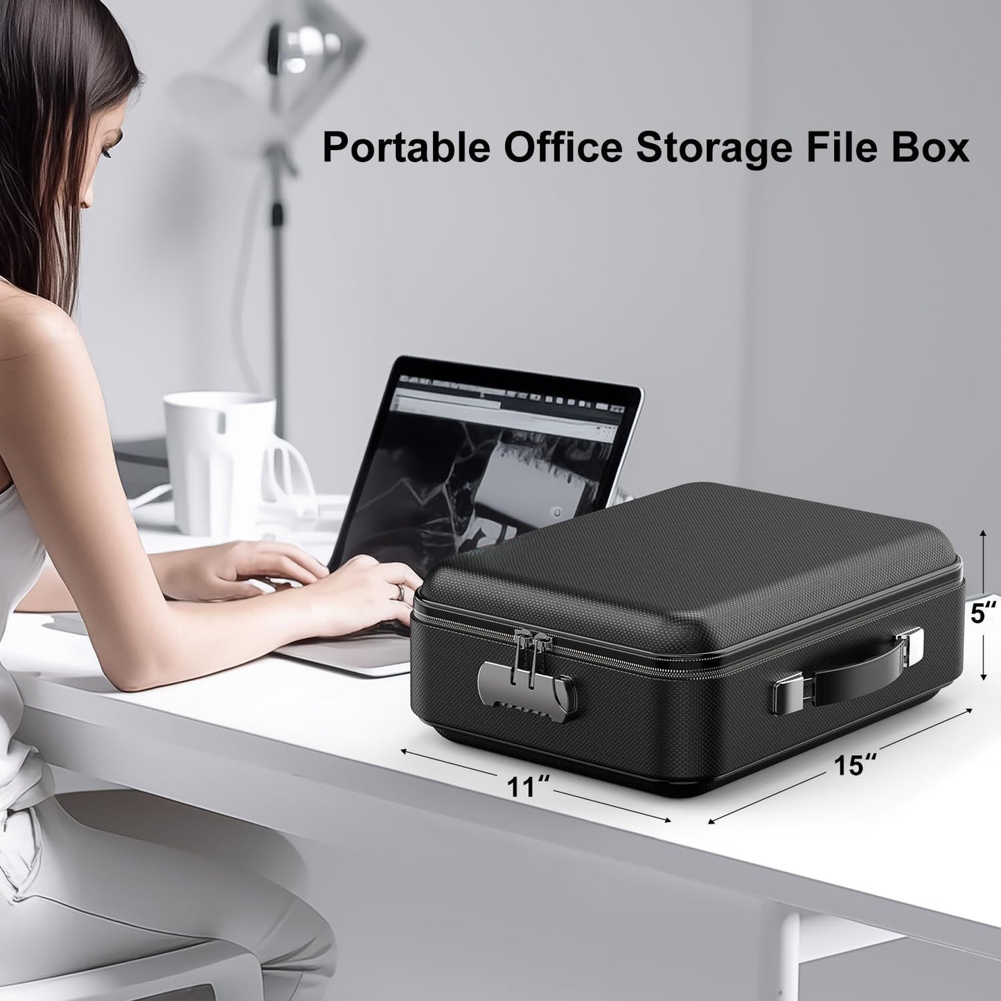 Medium Fireproof File Box w/ Hard-Shell Lock Design & Water Resistant