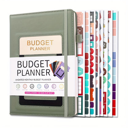 PU Leather Budget Planner Notebook w/ Expense Tracker - Two Years Duration To Track Debts, Bills, & Budgets