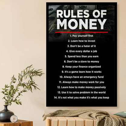 Cuadro de madera "Las reglas del dinero" 