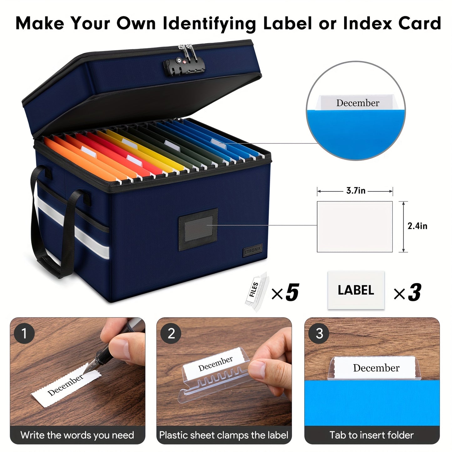Large Fireproof File Box w/ Lock, 2 Layer File Organizer, & Portable Office Collapsible File Box