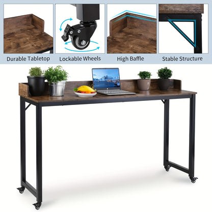 Heavy Duty Metal Overbed Table w/ 360° Wheels - Fits Over Queen Bed & Smaller