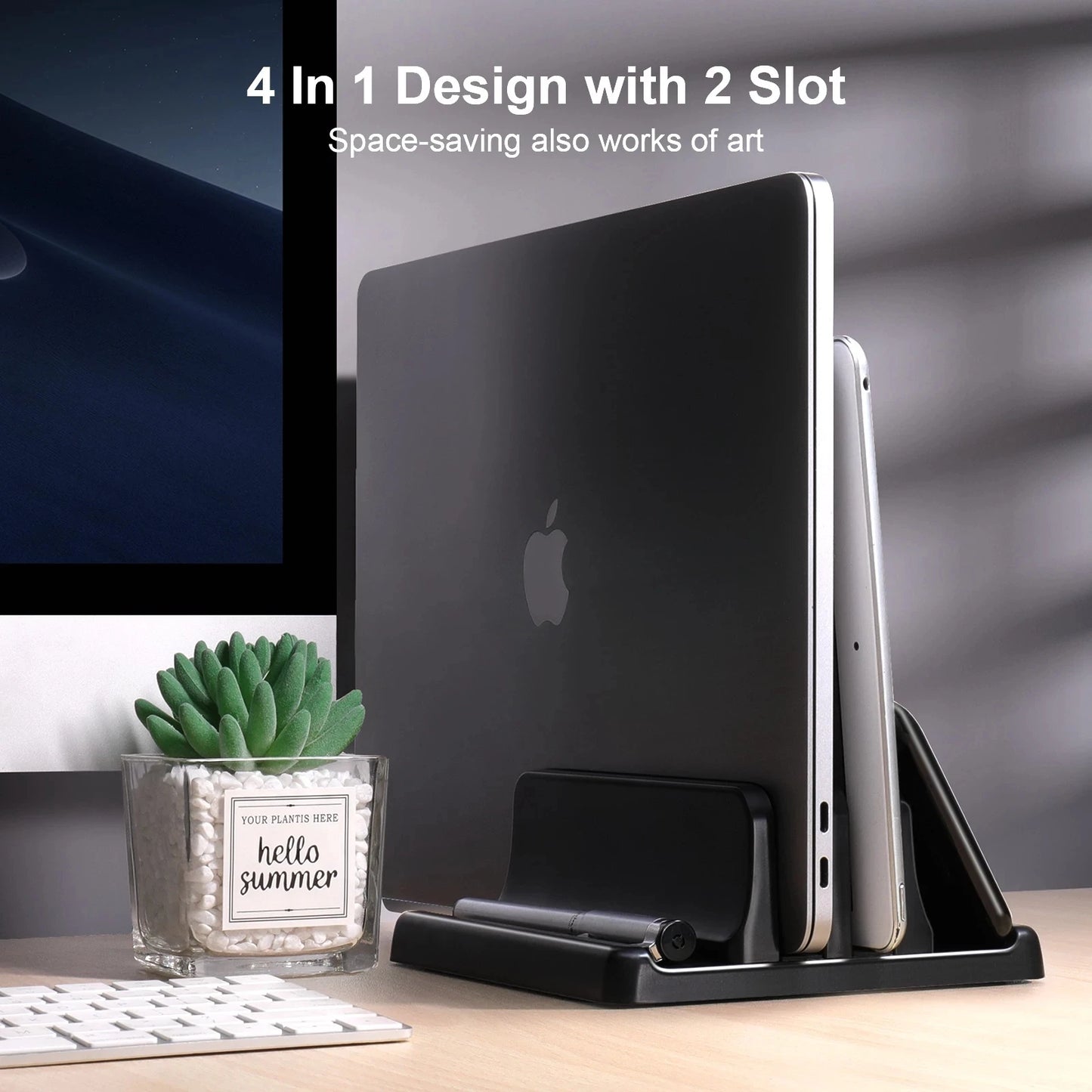 Vertical Dual Slot Laptop/Tablet Adjustable Stand