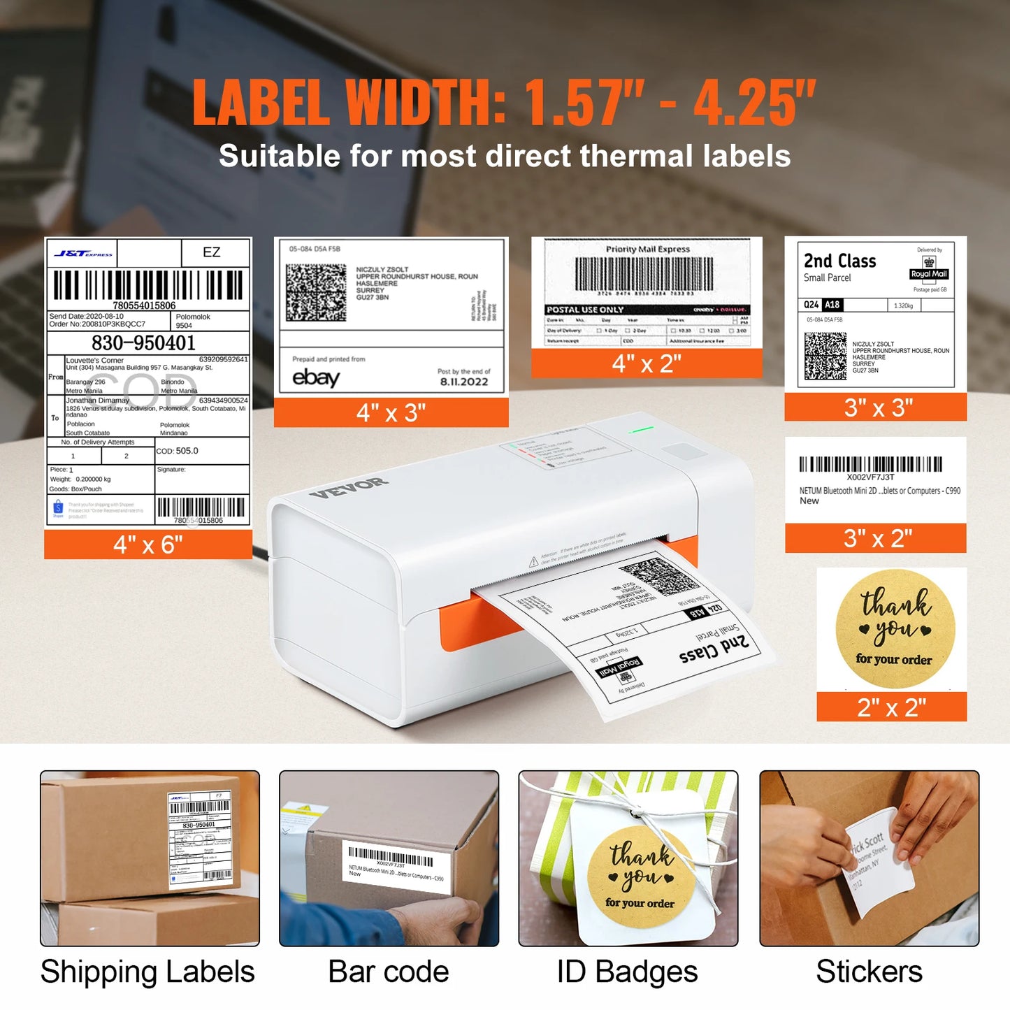 Desktop Thermal Label Printer - Compatible w/ Windows, Mac OS, and Linux