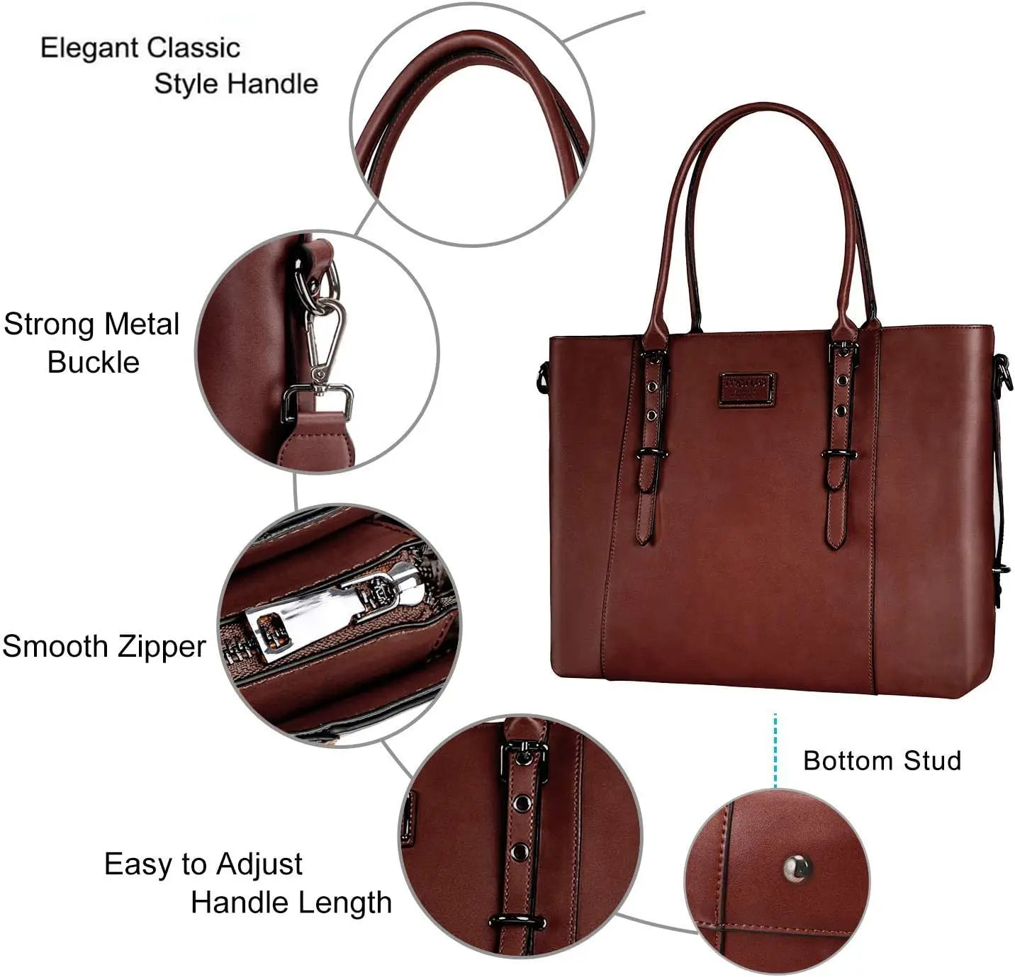 PU Leather Laptop Tote Bag