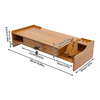 Wooden Desk Organizer w/ Drawers & Monitor Riser