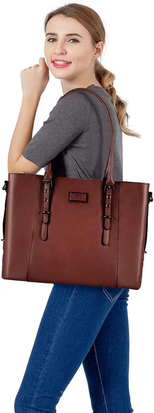PU Leather Laptop Tote Bag