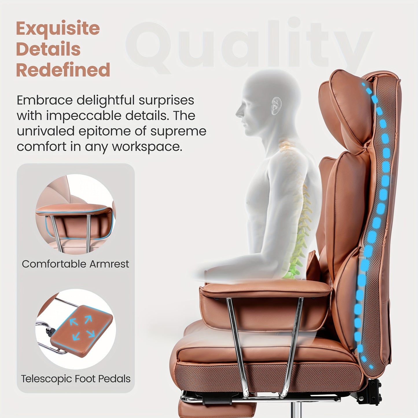 Fauteuil de direction ergonomique haut de gamme grande taille - 6 options de couleurs 