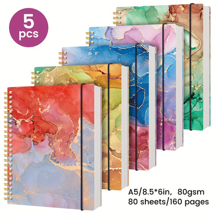 5pk Hardcover Spiral Notebook - 5 Colors Set