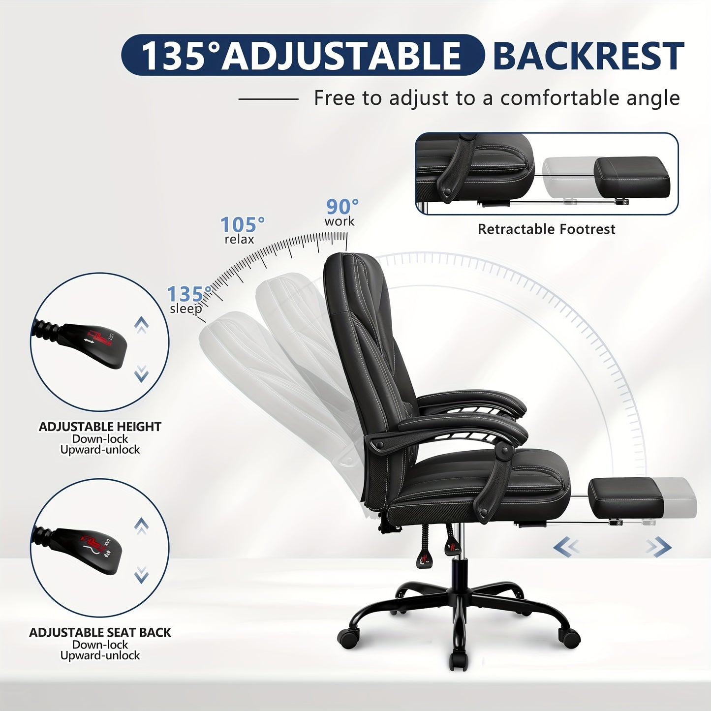 Silla ergonómica ejecutiva de oficina - 2 opciones de color