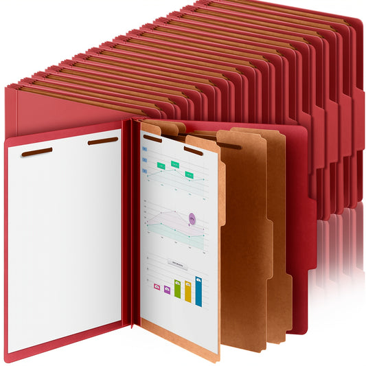 36pcs Classification Folders w/ 3 Dividers, Fasteners, and Expansion - Dark Red