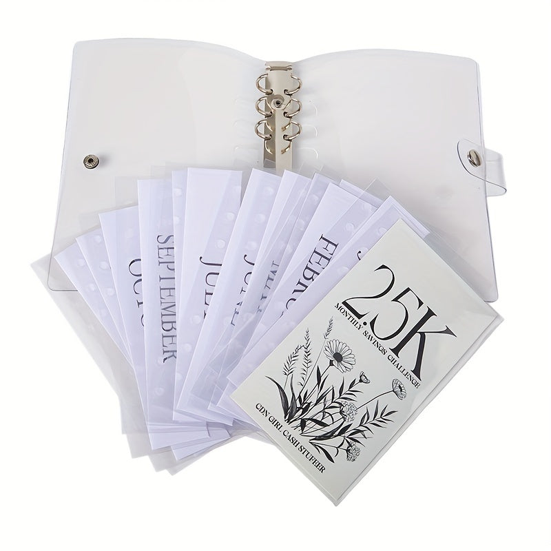 Ensemble de 3 classeurs pour défis d'économies avec enveloppes pour espèces - Organisateur de budget sur 12 mois pour objectifs d'épargne de 5 000 $, 10 000 $ et 25 000 $ 