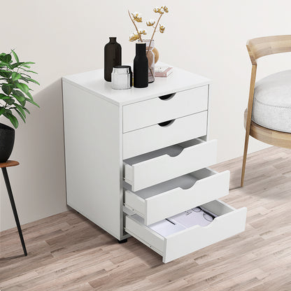 White Mobile Table Storage Cabinet w/ 3/5/7-Layer Drawers and Rolling Wheels