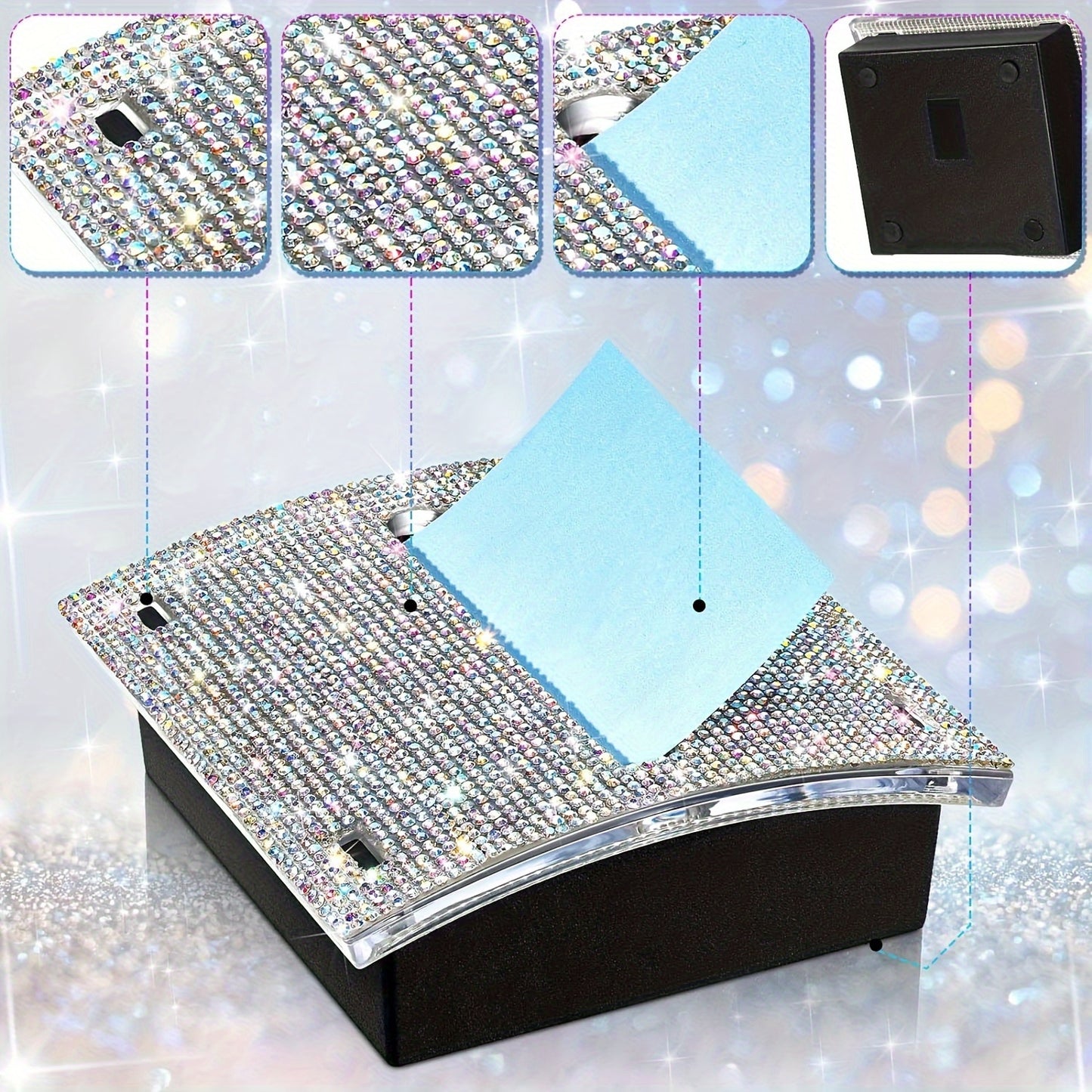 Glittery Clear Sticky Notes Dispenser  - 4 x 4in